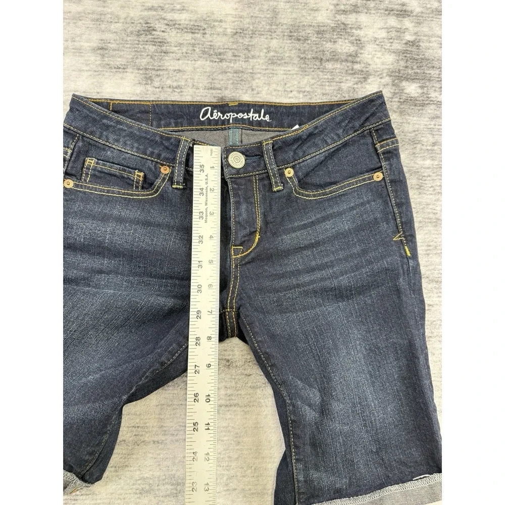 Aero Aeropostale Bermuda Dark Denim Jean Shorts Sz 2 Gorpcore Preppy Normcore